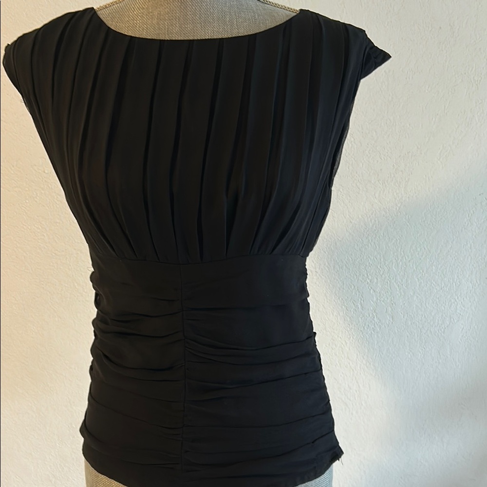 Elegant Black Pleated Women's Top
